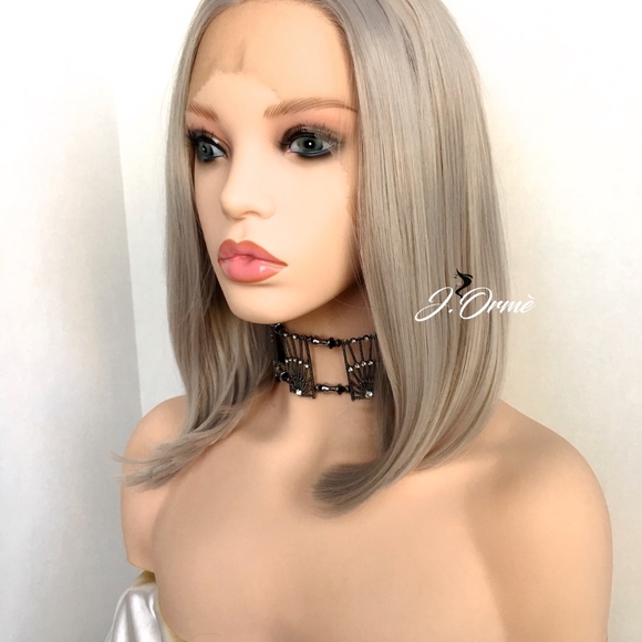 Sleek Bob Lace Front Wig Grey -Lace Front Wigs main image 4